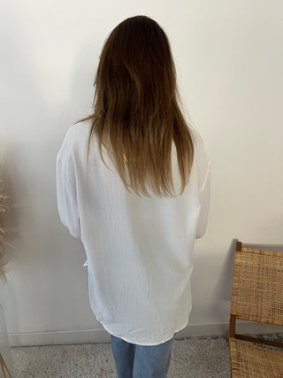 White V-neck blouse