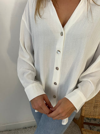 White V-neck blouse