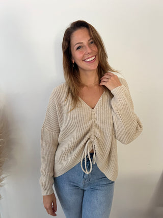 Beige tied knit