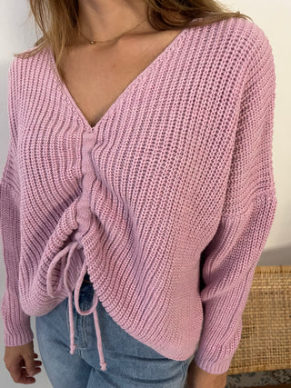 Pink tied knit