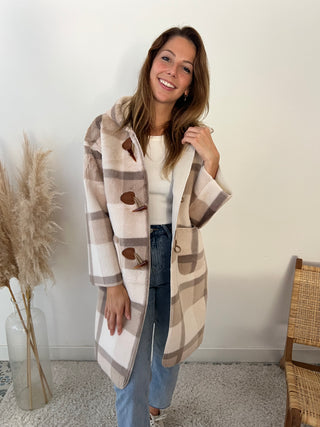 Soft beige checked coat