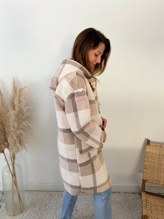 Soft beige checked coat