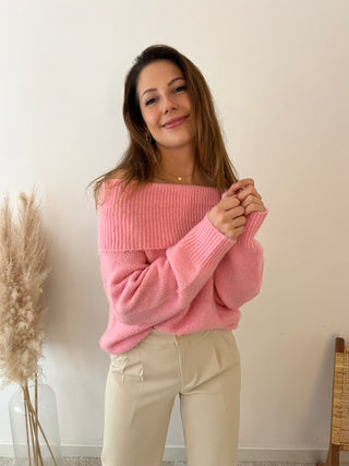 Pink off shoulder knit