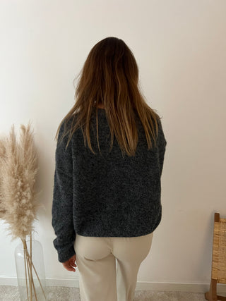 Dark grey button knit