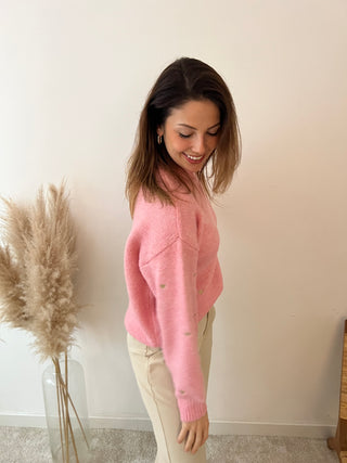 Gold hearts pink knit