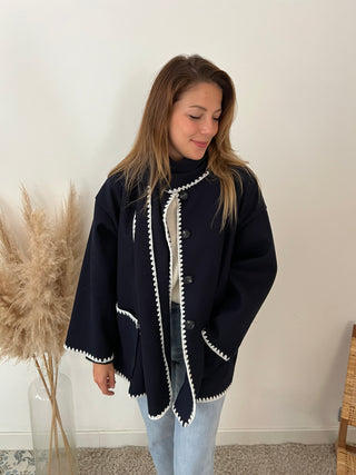 Navy bue jacket with scarf