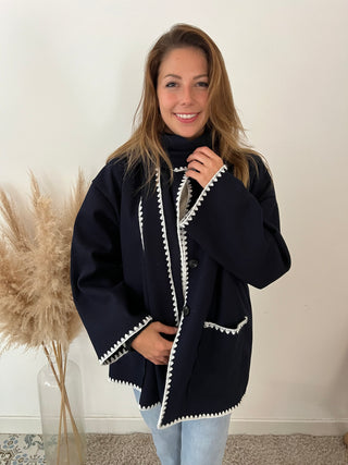 Navy bue jacket with scarf