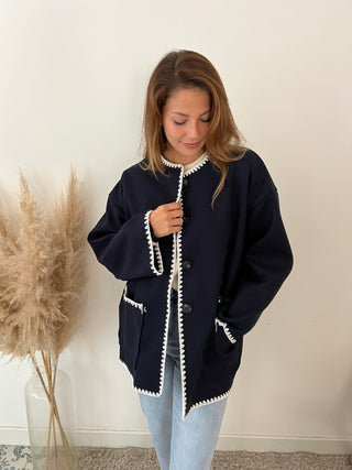Navy bue jacket with scarf