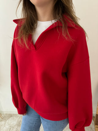 Red polo sweater