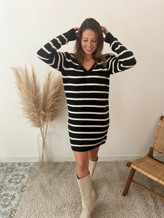 Black striped sweater dress