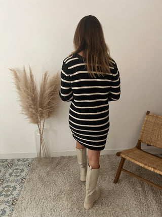 Black striped sweater dress