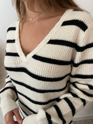 White striped sweater dress