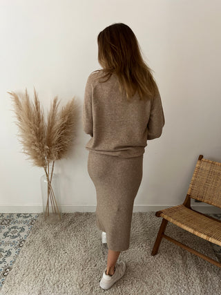 Soft camel two piece knitted set