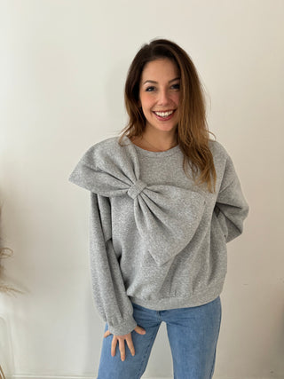 Big bow grey sweater