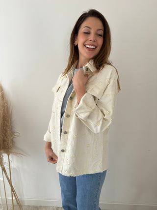 White flowers embroidered jacket