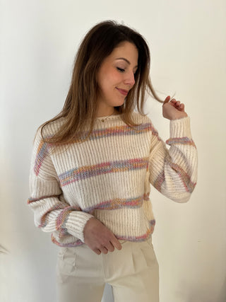 Pastel stripes beige knit