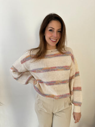 Pastel stripes beige knit