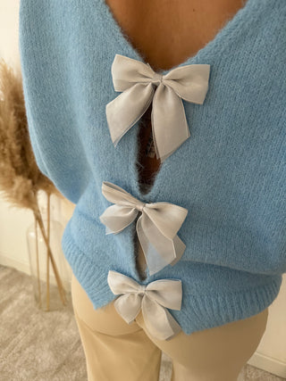 Bow back details blue knit