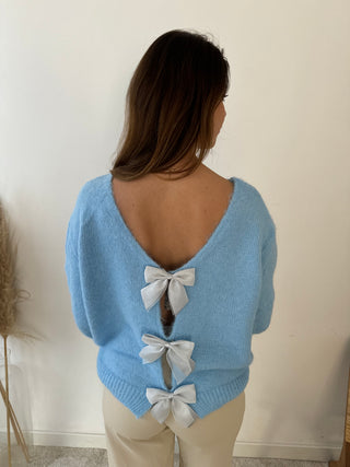 Bow back details blue knit