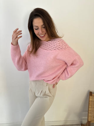 Hearts shoulder pink knit