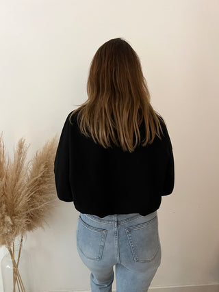 Black crop zipper sweater