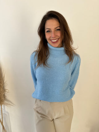 Soft blue turtleneck knit