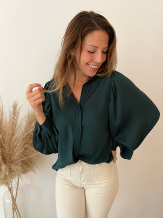 Green wide sleeves blouse