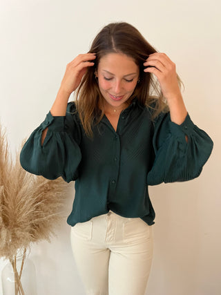 Green wide sleeves blouse
