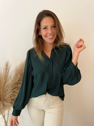 Green wide sleeves blouse