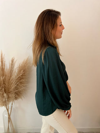 Green wide sleeves blouse