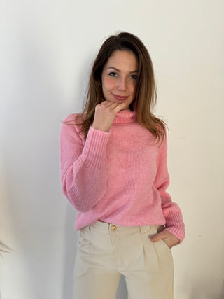 Soft pink turtleneck knit