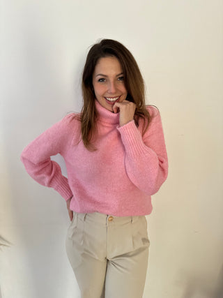 Soft pink turtleneck knit