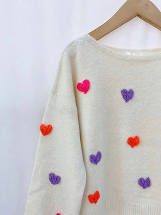 Colorful hearts knit