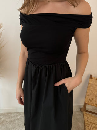 Classy long off shoulder black dress