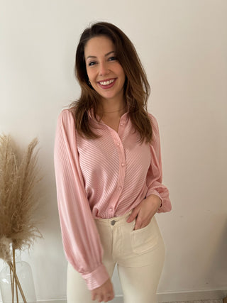 Wide sleeves pink blouse