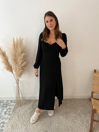 Black split dress