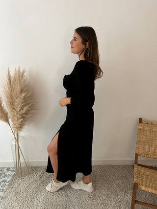 Black split dress