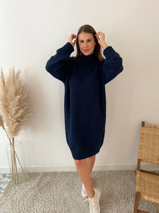 Navy turtleneck sweater dress