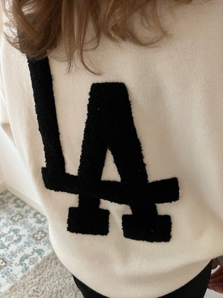 Black LA back white sweater