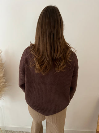 Brown zipper knit