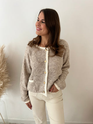 Pretty gold buttons taupe vest
