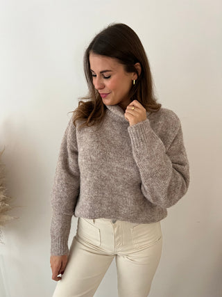 Soft taupe turtleneck knit