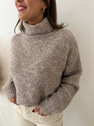 Soft taupe turtleneck knit