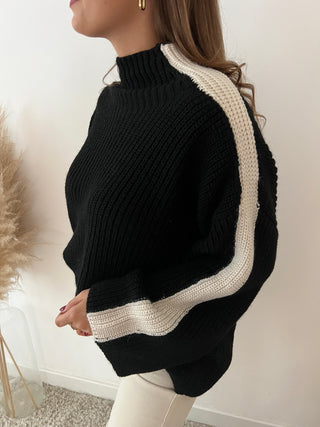 White sleeve black knit