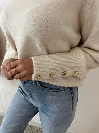 Pretty gold details beige knit