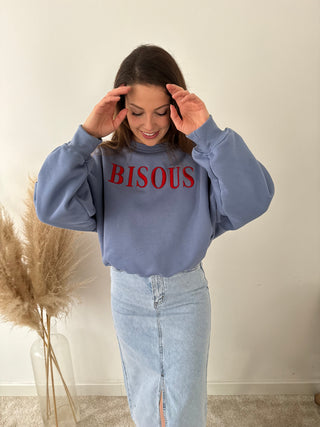 Blue bisous sweater
