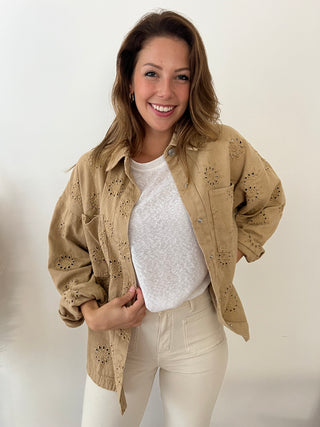 Camel embroidery jacket