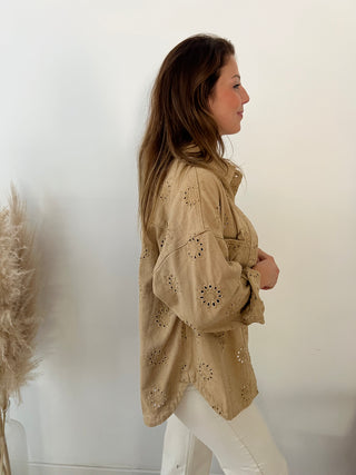 Camel embroidery jacket