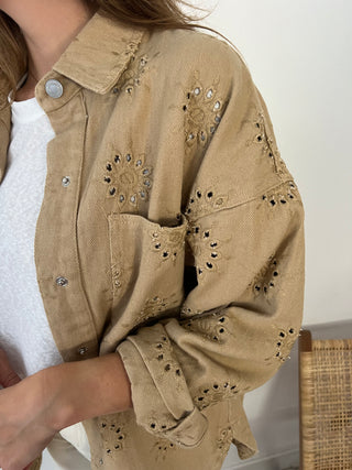 Camel embroidery jacket