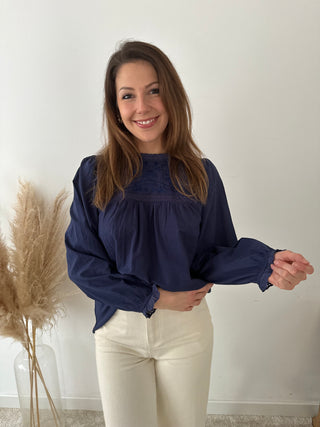 Navy romantic blouse